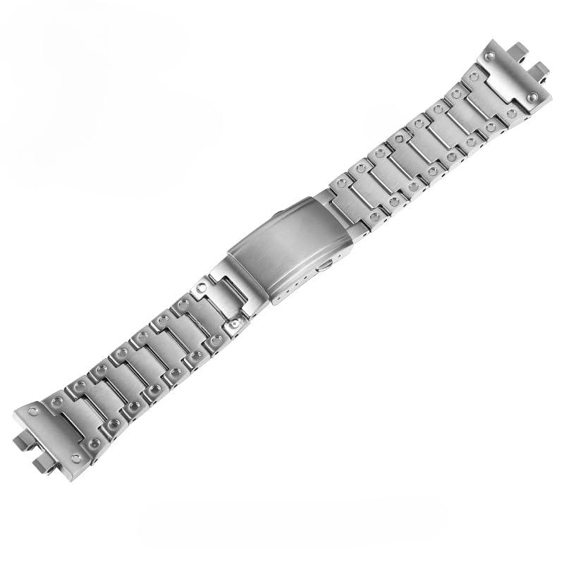 [HEZKUGU] コンパチブル G-SHOCK バンド GMW-B5000 GM-B2100 専用 316L ステンレス ベルト 厚手 頑丈 金属ベルト 防水 防汗 交換用 スプリングバー・工具付き