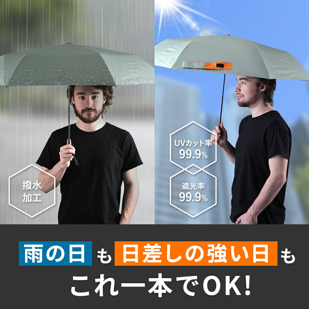 日傘 折りたたみ傘 晴雨兼用傘 55cm 無地 メンズパラソル MA-1風 折り畳み傘 | UVカット99%以上 遮光 遮熱 折畳み 傘 男性用 男女兼用 ユニセックス 大きい 手開き式 手動傘 ポリカーボネート 丈夫 シンプル バレンタイン 父の日 ギフト オシャレ ビジネス フォーマル 撥水