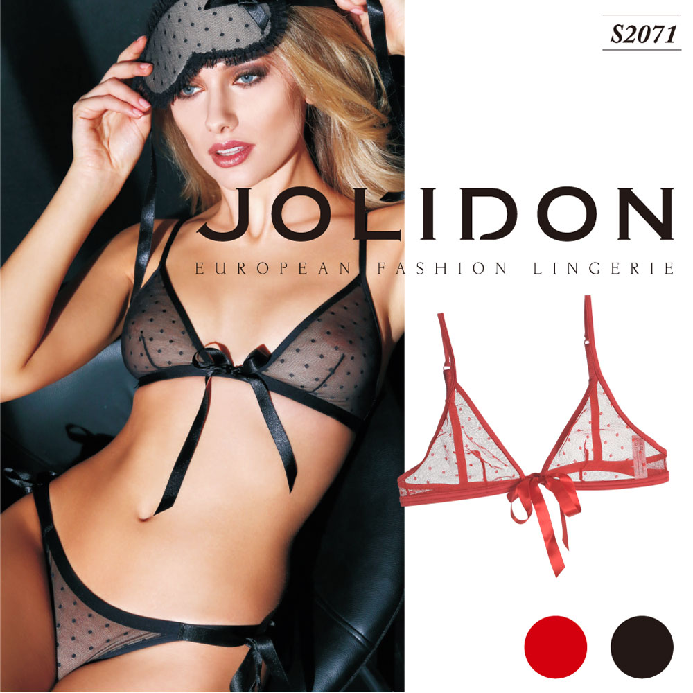 Jolidon／ジョリドン Chloe（クロエ） 直輸入 ヨーロッパ インポートランジェリー 2WAYストレッチドットチュールリボンノンパッドノンワイヤーヨーロッパ　ブラ 2WAYストレッチ三角ブラ
ITEMPRICE