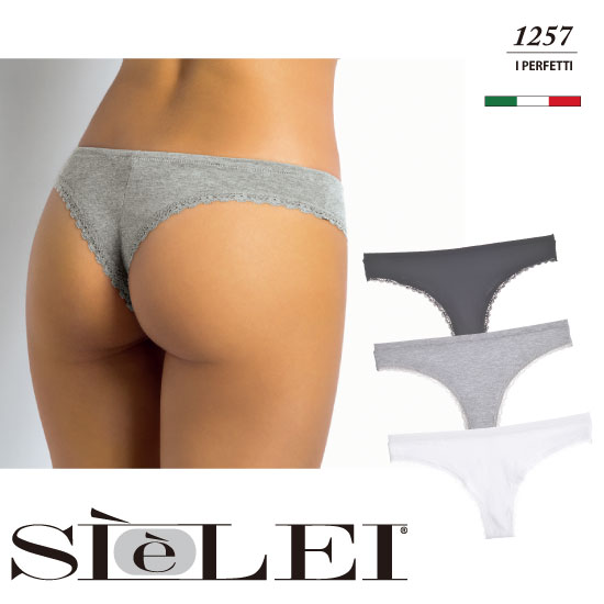 SIELEI /シェレイ I PERFETTI／パーフェクト ベーシックコレクションインポートランジェリーストレッチコットンミニレースイタリア　ブラジリアン 2WAYストレッチ