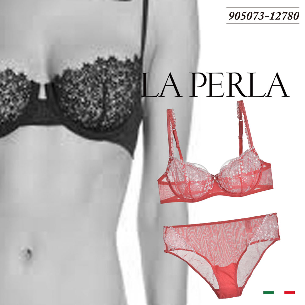 La Perla／ラ ペルラ 905073-12780 setLa Perla STUDIOイタリア ブラ＆ビキニショーツ直輸入イタリアインポートランジェリーノンパッドブラビキニショーツフラワー刺繍チュール