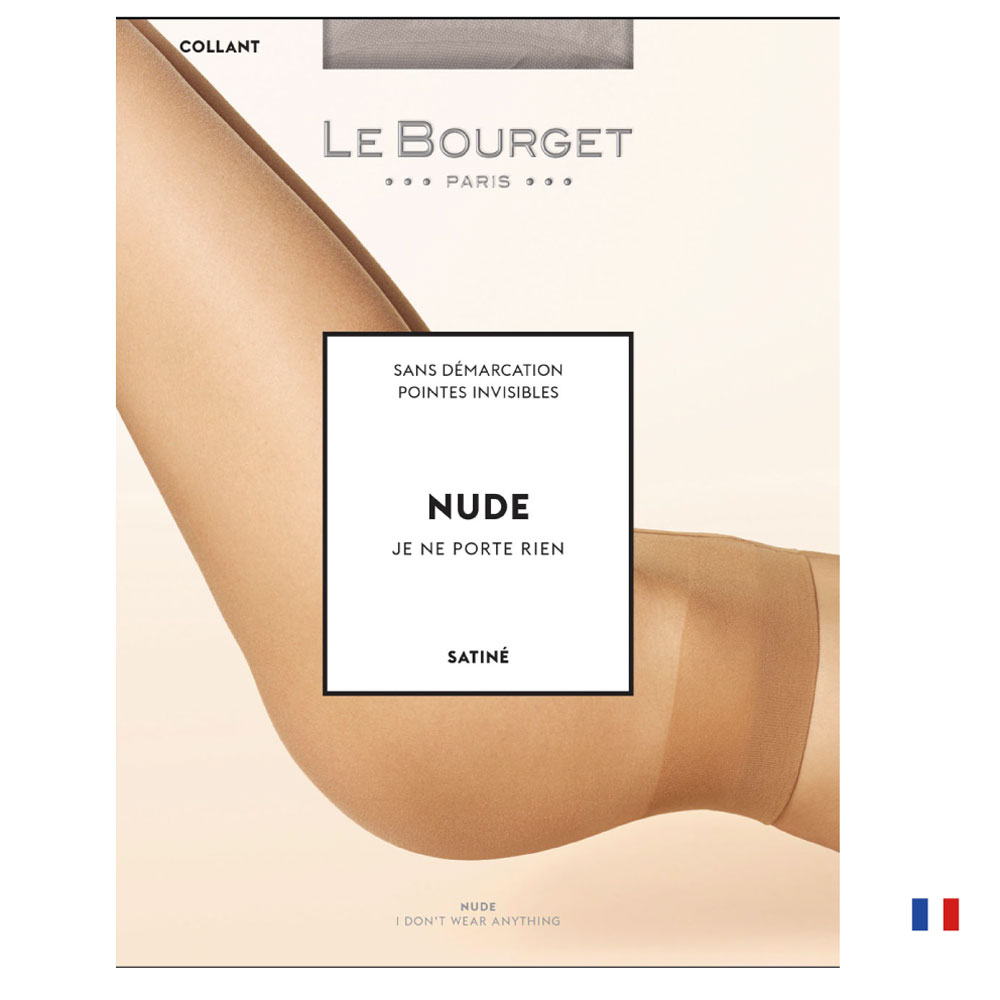 Le Bourget／ル ブルジェNUDE SATINE 12 インポートストッキング12デニール2WAYストレッチつま先スルータイプコンフォートベルトフラットシームコットンマチ