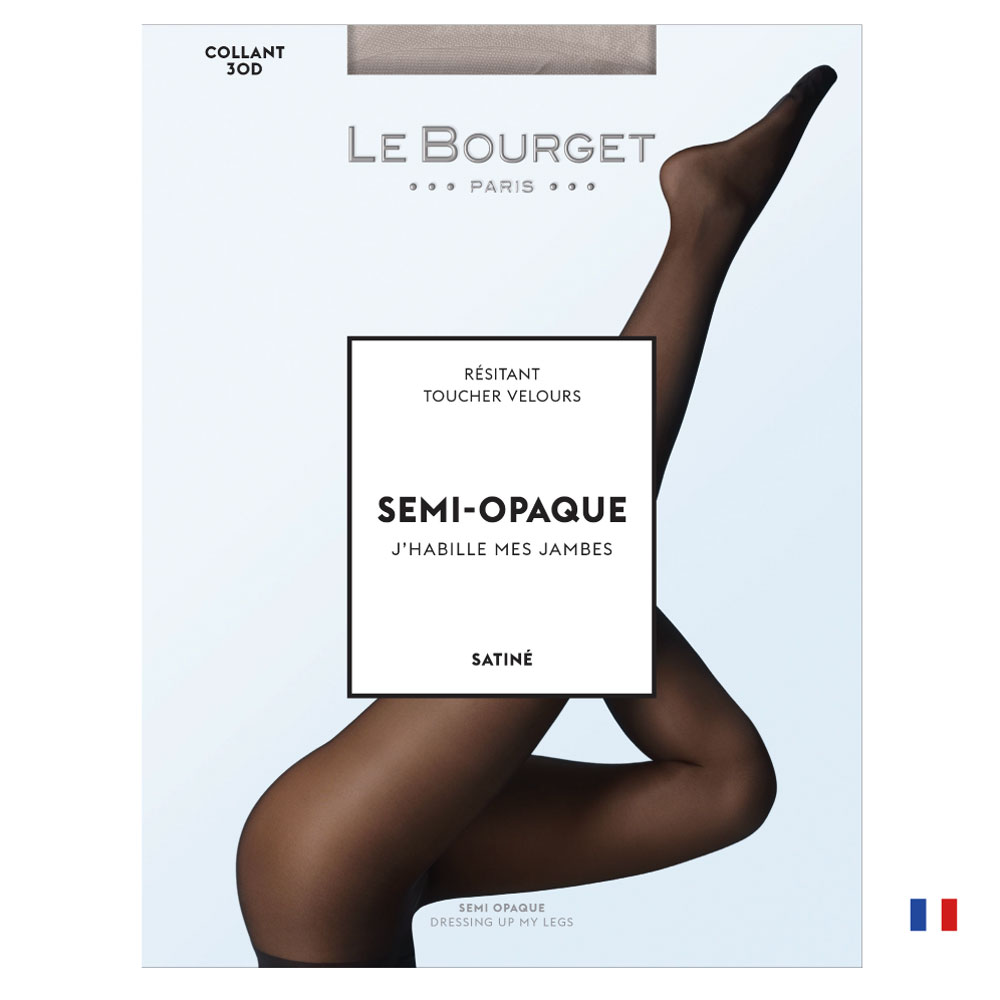 Le Bourget／ル ブルジェSEMI-OPAQUEインポートストッキング30デニール2WAYストレッチつま先補強タイプフラットシームコットンマチベルベットタッチ