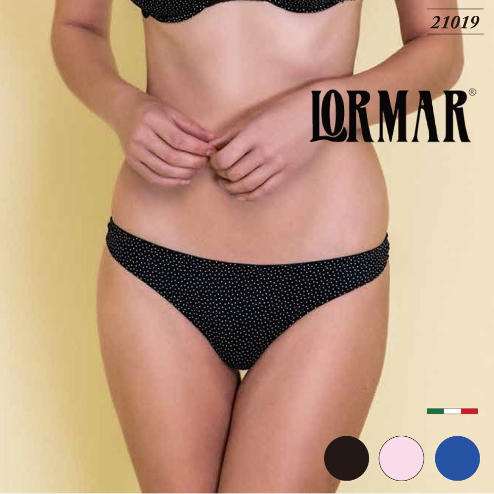 LORMAR ／ ロルマーDot21019直輸入イタリアインポートランジェリーイタリア　ショーツブラジリアン ショーツスカラップコードレースピンドットプリント2WAYストレッチ