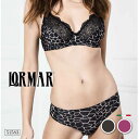 LORMAR ／ ロルマーDECOUPAGE（デコパージュ）51583（11133+21513）イタリア　ブラ　ビキニノンパッドブラ＋ビキニショーツ2WAYストレッチレースマイクロファイバージラフプリント