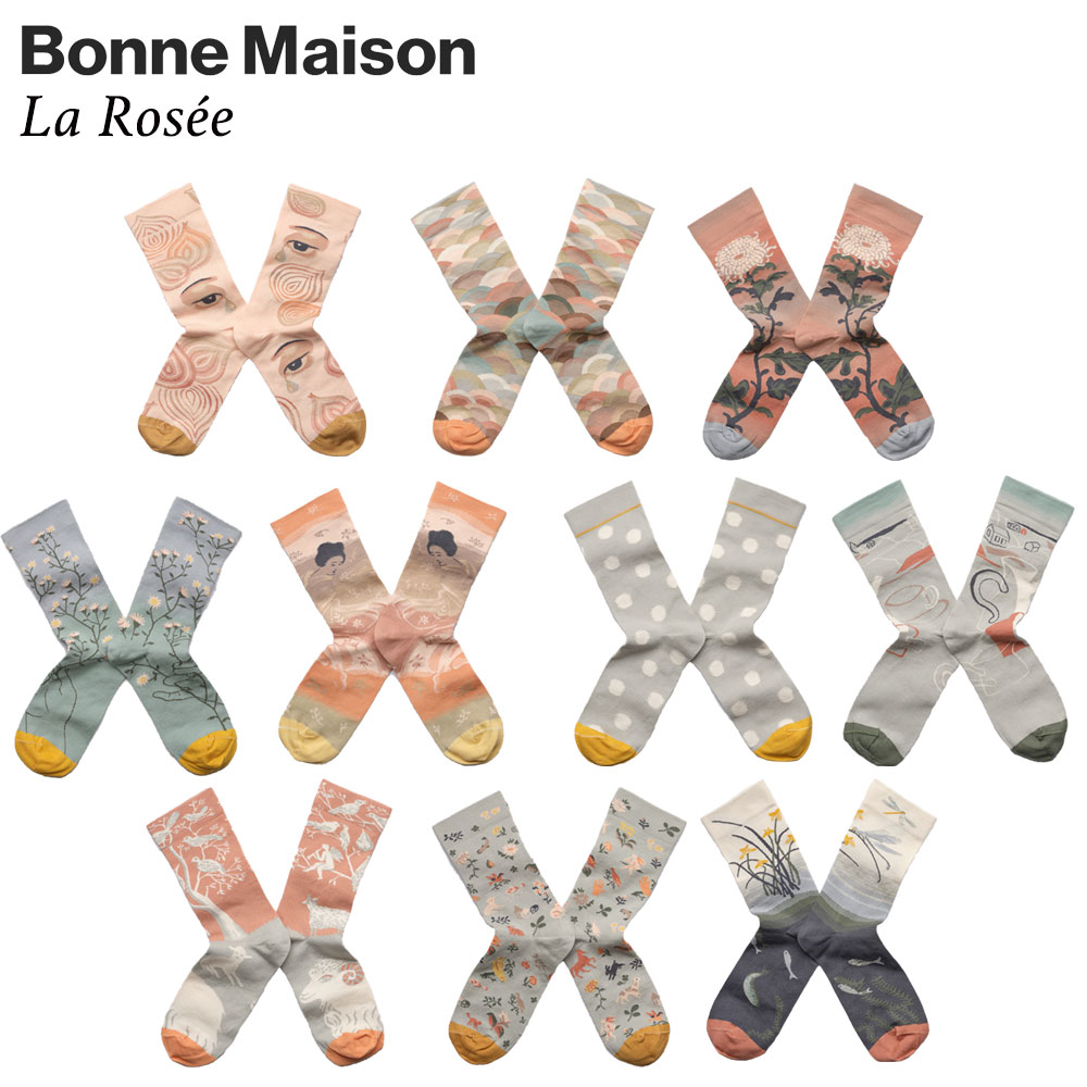 ボンヌメゾン 靴下 レディース Bonne Maison／ボンヌメゾンLa Rosee　露フランス　ソックスレッグウェア2WAYストレッチエジプトコットンハイゲージ