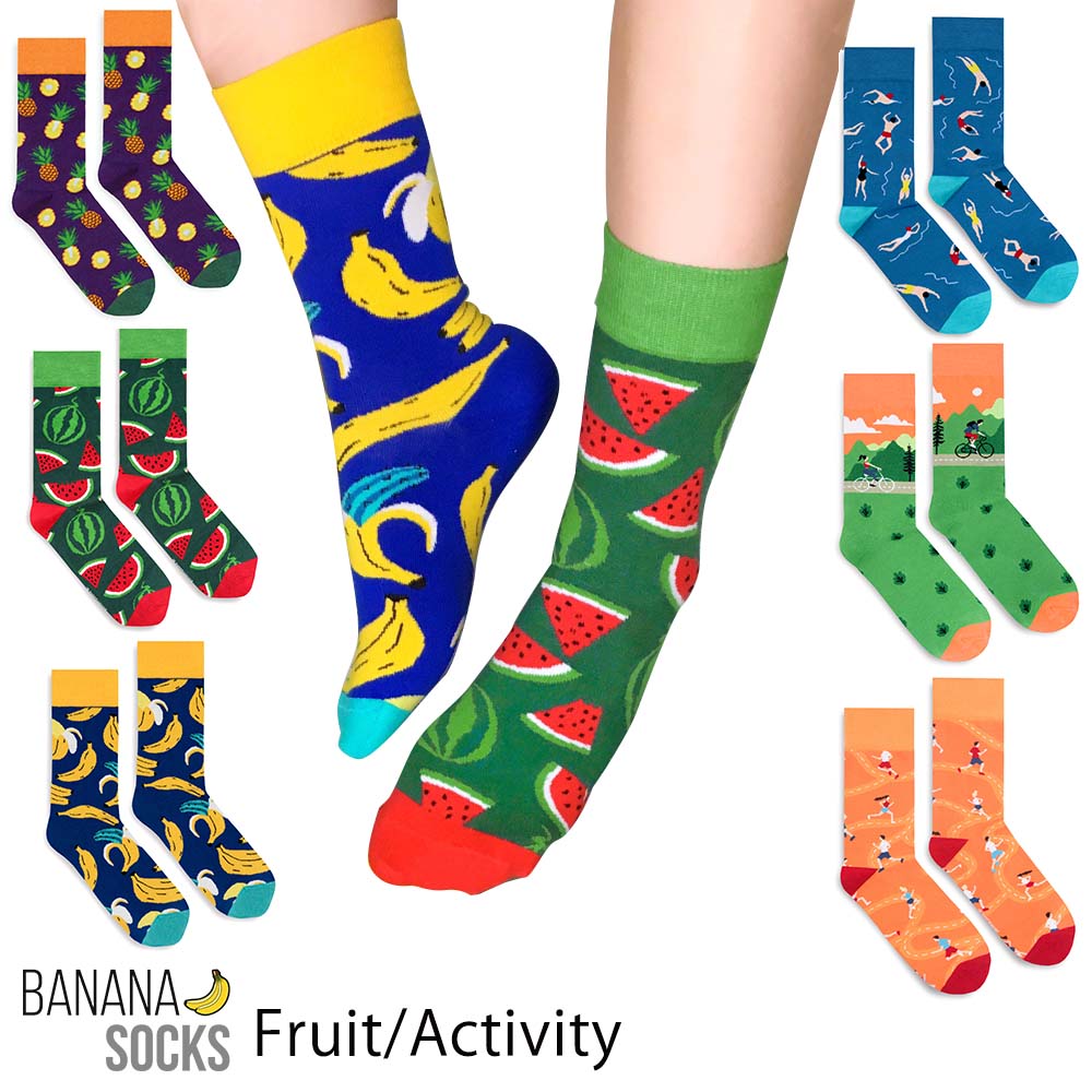 BANANA SOCKS／バナナ ソックスFruit／Activity　ポーランド直輸入インポート・クルーソックスコットン素材高品質2WAYストレッチカラフルミニマル・モード