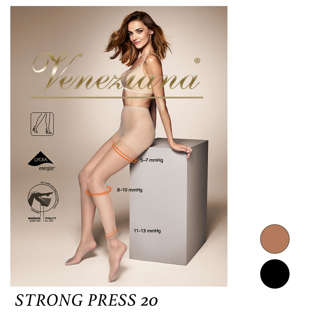 Veneziana／ベネチアナSTRONG PRESS 20（ストロングプレス 20）CLASSIC COLLECTIONEUインポート着圧ストッキングマット20デニール2WAYストレッチコットンマチ付きつま先補強タイプパンティ部分補強付き