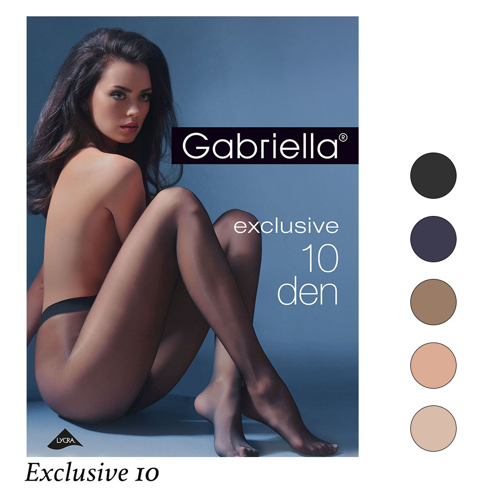 Gabriella／ガブリエラExclusive 10エクスクルーシブ 10直輸入EUインポートストッキングEU　ストッキング10デニールシルキータッチつま先スルー・補強タイプ2WAYストレッチコットンマチ付き　パンストオールスルー