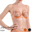 Jolidon/ジョリドンS2318L'Appuntamento(ラプンタメント)直輸入 ヨーロッパ インポートランジェリーノンパッドブラアンダーワイヤーブラ2WAYストレッチ刺繍入りチュールスキンカラーチュールリーフ柄刺繍(4)