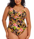 大きいサイズ インポート水着【予約】ノンワイヤースイムスーツ Tiger Valley by Elomi Swim hカップ iカップ jカップ kカップ nカップ グラマーサイズ 水着 インポート 大きいカップ ワンピース型 サポート水着 ブラック 送料無料