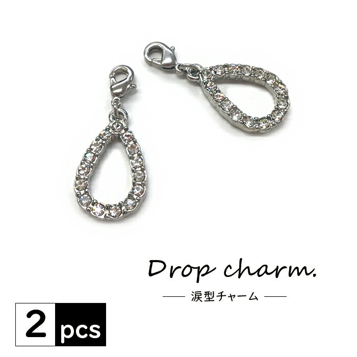 Drop Charm ドロップチャーム チャーム マスクチャーム 上品 モチーフ シルバー パーツ アクセサリー ストラップ キラキラ かわいい 涙 雫 ドロップ おしゃれ キーチャーム ハンドメイド　2個セット