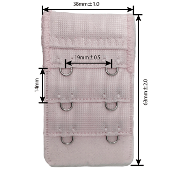 ブラ 延長ホック3コセット ブルー/ピンク/ベージュ 巾38mm×長さ60mm 2段3列 フックアイ