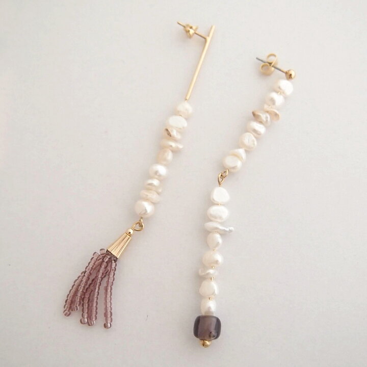 ADER.bijoux アデルビジュー BLOCK PEARL long asymmetry pierce{-AIA} 2
