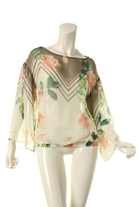 【50%OFFセール】AULA アウラ FLOWER PANEL PRINT BLOUSE{-AGS}