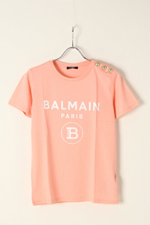 【23%OFF】BALMAIN バルマン BF1 T-SHIRTS SS 3 BTN FLOCKY LOGO{0111350I386-OAJ-BJS}