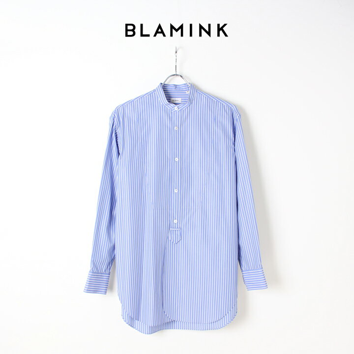 BLAMINK ブラミンク ストライプバンドカラーシャツ 7911-230-0092-BLU-BJS