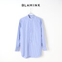 BLAMINK ブラミンク ストライプバンドカラーシャツ{7911-230-0092-BLU-BJS}