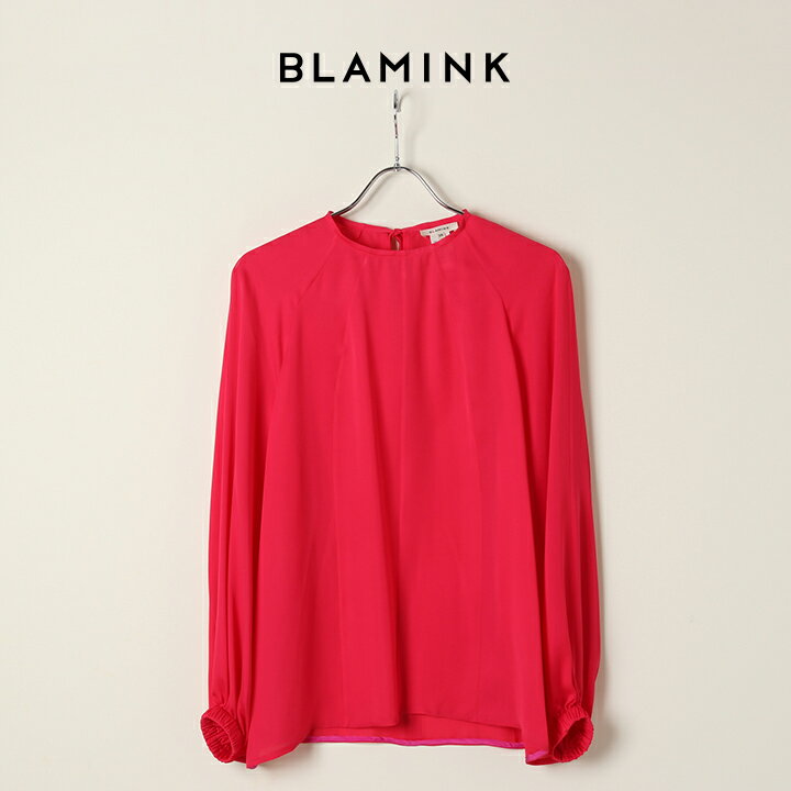 BLAMINK ブラミンク シルクバックリボンロングスリーブブラウス 7921-230-0134-PINK-BJA