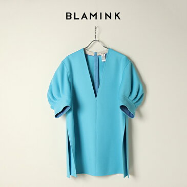 BLAMINK ブラミンク ウールカシミアVネック パフスリーブブラウス{7921-299-0202-TQ-BBA}