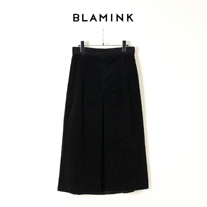 BLAMINK ブラミンク コットンコーディロイボックスプリーツスカート 7924-230-0180-BLK-AIA