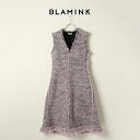 【40%OFFセール】BLAMINK ブラミンク ツイードVネックノースリーブワンピース{7926-230-0235-PNK-BJA}