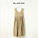【40%OFFセール】BLAMINK ブラミンク コットンストラップタックワンピース{7926-230-0251-BEG-BAS}