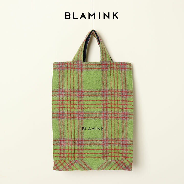 BLAMINK ブラミンク アルパカウールチェックトートバッグ 7932-299-0090-OLV-BJA