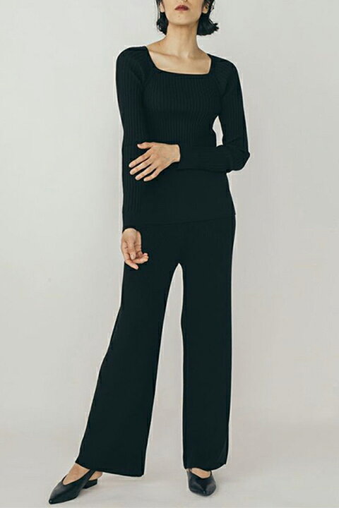 【30%OFFセール】ダブスタ ダブルスタンダードクロージング｜DOUBLE STANDARD CLOTHING Sov./ ワイドリブウールパンツ{-BAA}パンツ ブラック レディース link-bar-10059113 link bar サンプル画像3