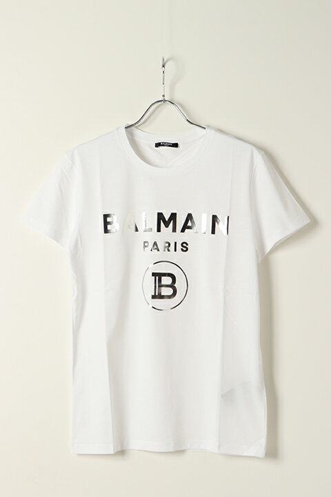 【30%OFFセール】BALMAIN バルマン BH1 T-SHIRTS SILVER FOIL LOGO{11EFM00B066-OFA/11EF000B066-OFA-BAS}