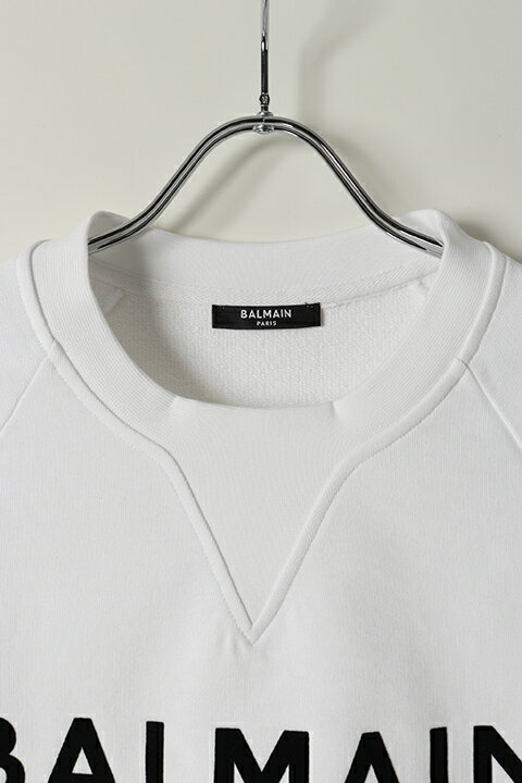 【30%OFFセール】BALMAIN バルマン BH2 C&S SWEAT FLOCKY LOGO{11JQ005B042/11JQM05B042-OFA-BAS}