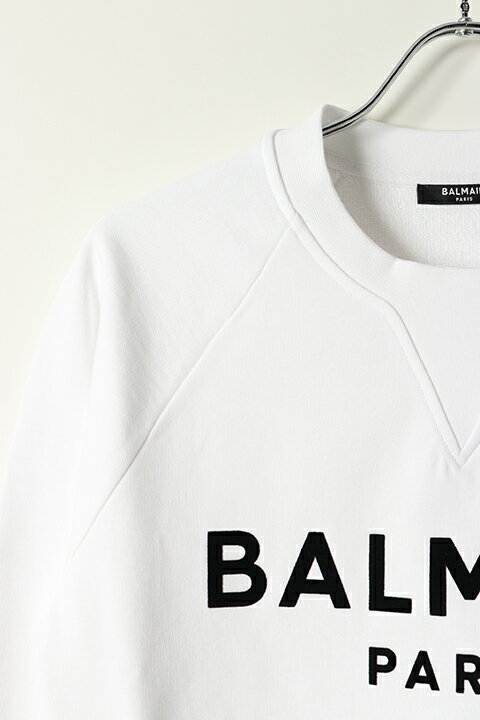 【30%OFFセール】BALMAIN バルマン BH2 C&S SWEAT FLOCKY LOGO{11JQ005B042/11JQM05B042-OFA-BAS}