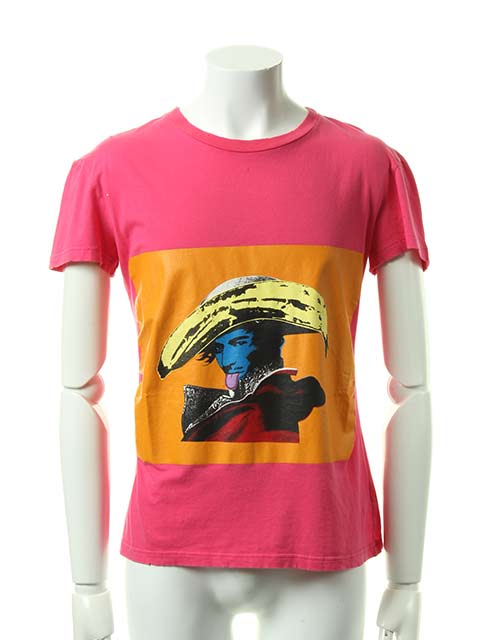 ▽アウトレットセール 60 OFFで47,300円→18,920円▽ John Galliano ジョンガリアーノ SS ROUND NECK T-SHIRT DESTROYED JOHN NAPOLEON PRINT - トップス ピンク メンズ