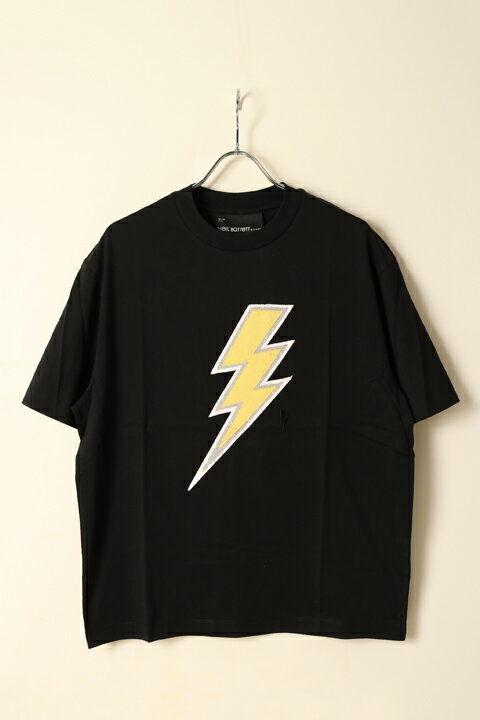 Neil Barrett ニールバレット SLIM DROP SHOULDER MULTILAYER RAIN BOLT PATCH T-SHIRT NBV7JT215AV518C-008/PBJT215V518C-008-BCA