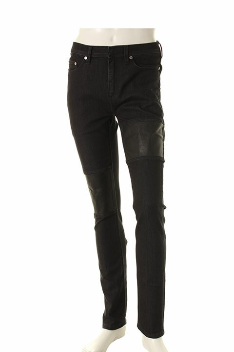 ニールバレット Neil Barrett LEATHER PATSHED SUPER SKINNY LEG JEAN BDE162C/PBDE162C-E804T-01-AGS パンツ ブラック メンズ