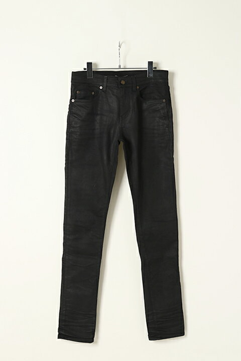 SAINT LAURENT PARIS サンローランパリ SKINNY-FIT JEANS IN COATED BLACK DENIM 527389-Y824K-1076-BBA