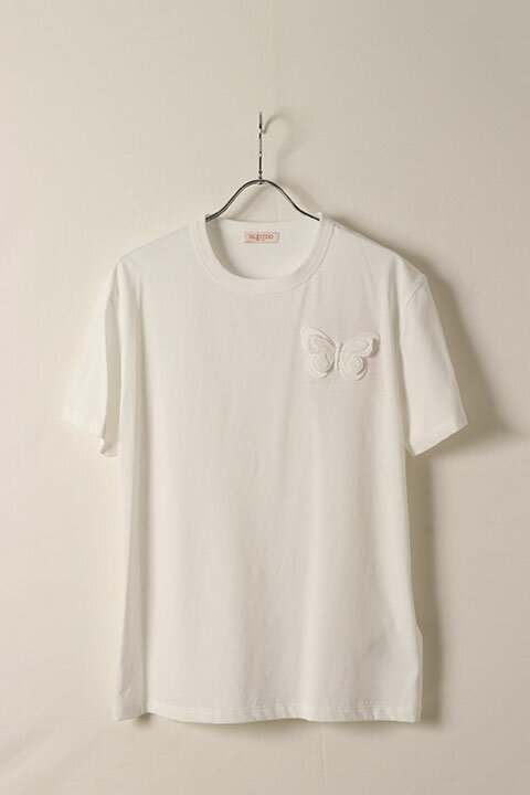 【24SS新作】Valentino ヴァレンティノ バタフライアップリケ Tシャツ{-BDS}