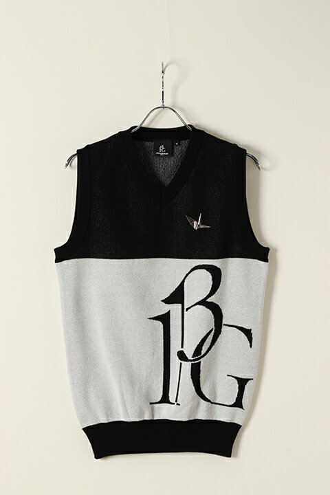 楽天link bar【20％OFFプレセール】1PIU1UGUALE3 GOLF ウノピゥウノウグァーレトレ ゴルフ KNIT VEST　ニット　ブラック　ホワイト　メンズ{GRK023-PCT025-99/10-BBS}ウノピュ