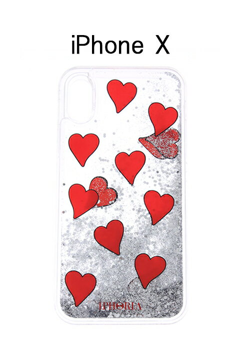 Rakuten - ▽アウトレットセール 60%OFF▽ IPHORIA アイフォリア Transparent with Floating Red Hearts【リキッドコレクション】【iPhone X】{-AHS}