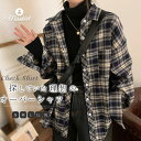 チェックシャツ レディース シャツアウター 長袖シャツ ブラウス ジャケット ライトアウター ビッグシルエット チュニック トップス 綿 ロングシャツ プルオー...