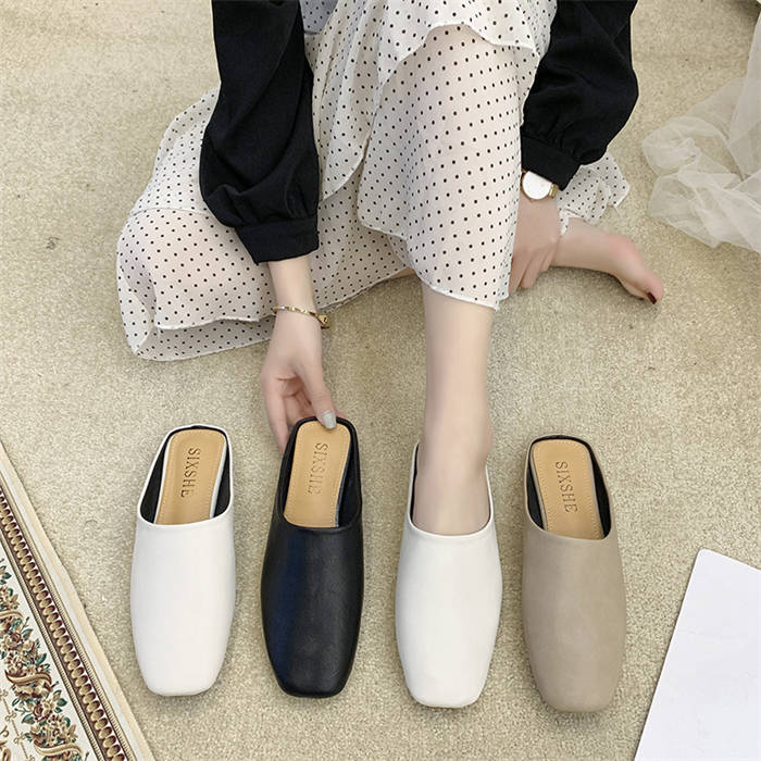 パンプス レディース ペタンコ PUレザー フェイクレザー ミュールパンプス かかとなし ミュールサンダル スクエアトゥ スリッポン シューズ 靴 履きやすい 歩きやすい ローヒール ヴィンテージ お洒落 カジュアル 脚長 美脚 春物 夏物 秋物 夏新作 送料無料