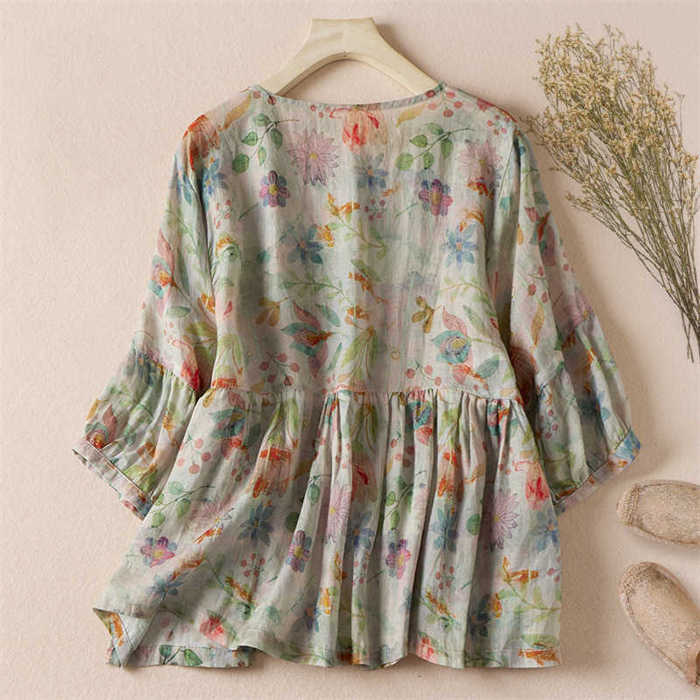 シャツ レディース ブラウス 大きいサイズ シャツブラウス トップス 花柄 Tシャツ ...