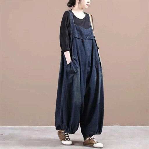 ジャパンスカート 新作 レディース デニム サロペット パンツ 綿 オールインワン パンツ オーバーオール レトロ サロペットパンツ 体型カバー 着痩せ 無地 ロング ゆったり カジュアル きれいめ 大きいサイズ オシャレ 可愛い 春 春服 秋 20代 30代 40代 50代 送料無料