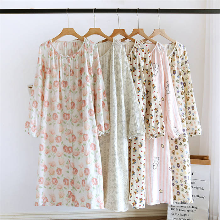 綿 ネグリジェ ルームウエア ワンピース レディース 新作 長袖 花柄 ラウンドネック ルームワンピース パジャマ 前開き ロング ワンピ コットンワンピース 授乳服 春 夏 秋 可愛い 寝巻き 寝間着 快適 授乳 妊娠 産後 介護 ガーリー ナイトウェア ナチュラル 送料無料
