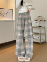 パンツ ワイドパンツ チェック柄 レディース 新作 ラシャ 裏ボア 裏起毛 秋 冬 ストレートパンツ ラシャパンツ 体型カバー ロングパンツ ボトムス ロング 大きいサイズ ポケット 着痩せ 美脚 通勤 ゆったり ハイウエスト 紐 カジュアル 着痩せ 上品 きれいめ 送料無料