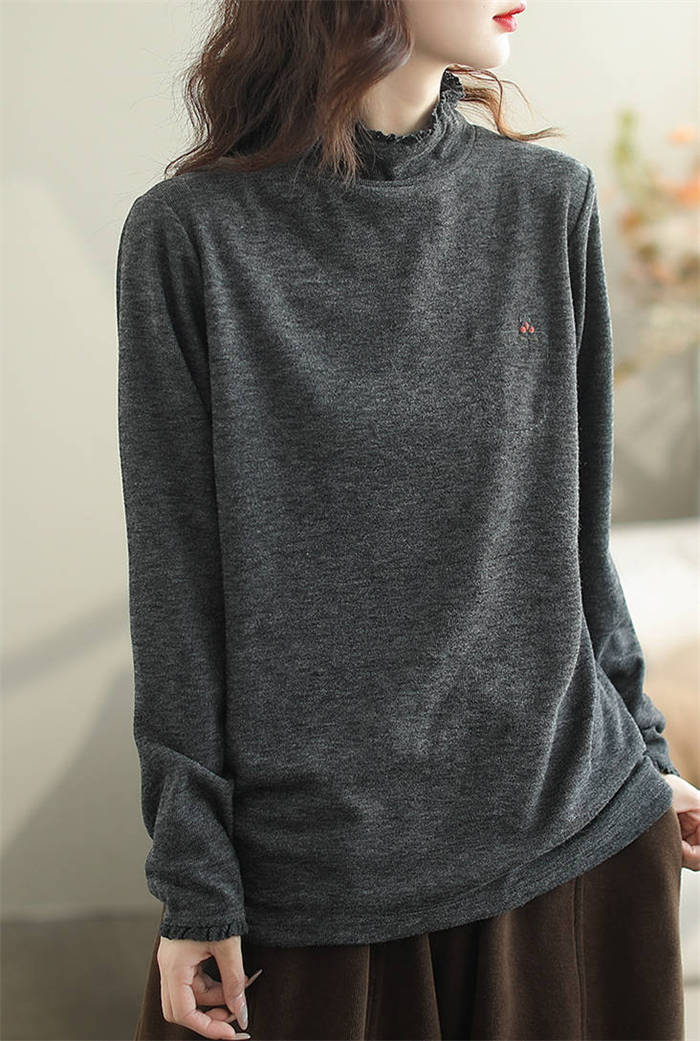 Tシャツ ベーシック フリル レディース 新作 刺繍 花柄 長袖 インナー フリルネック プルオーバー レースブラウス トップス ゆったり お洒落 レーストップス 着回し 大人 可愛い 春 秋 カジュアル 通勤 OL オフィス ビジネス エレガント 20代 30代 40代 50代 送料無料 3