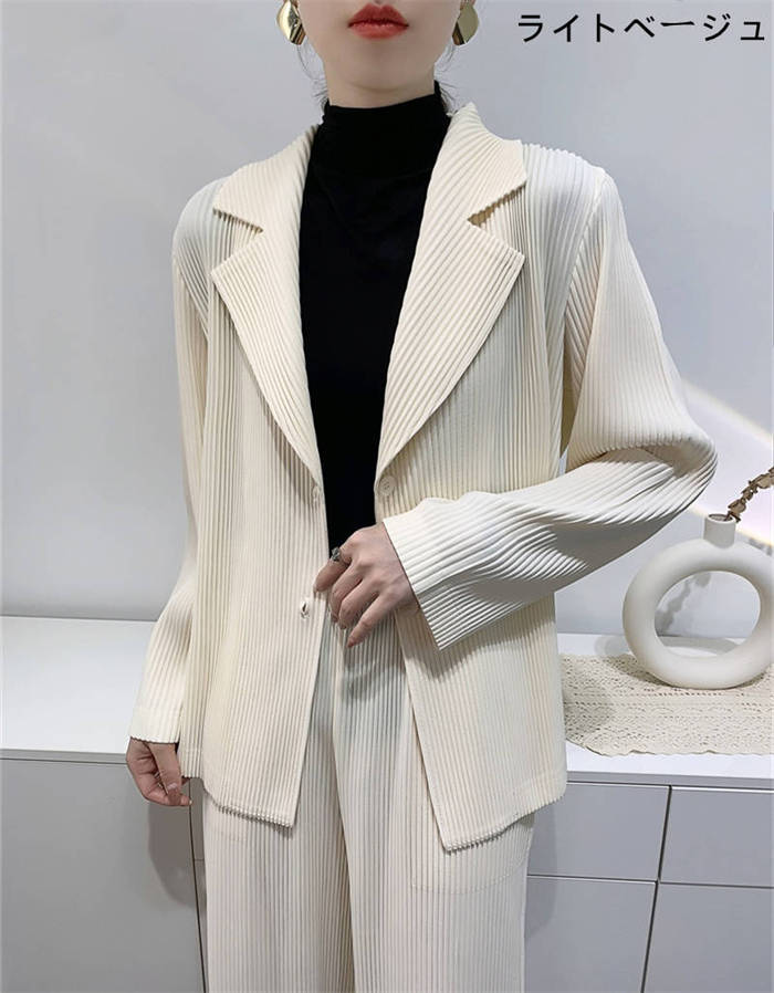 セットアップ スーツパンツ 綿 レディース 新作 ギャザー パンツセット スーツ襟 2点セット 上下セット デザイン感 アウター フォーマル 長袖 春 秋 パンツ ロングパンツ 長ズボン 体型カバー エレガント カジュアル 着痩せ ビジネス 無地 通勤 OL オフィス 送料無料