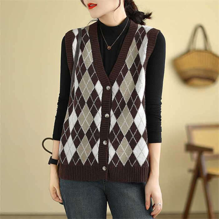 楽天市場】チェック（カラーブラウン）（ベスト・ジレ｜トップス