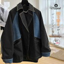 デニム コート ジャケット スプリングコート レディース アウター デニムジャケット 新作 春 秋 切り替え 配色 羽織り トップス 長袖 デザイン感 折り襟 デニムコート 大きいサイズ カジュアル ポケット 大人 通勤 OL オフィス おしゃれ 20代 30代 40代 50代 送料無料