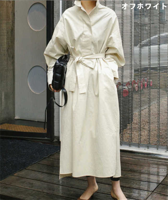 シャツワンピース ワンピース レディース ロング シャツ ワンピ ウエストマーク プルオーバ 新作 春 秋 ベーシック 長袖 ゆったり 無地 Aライン おしゃれ シンプル カジュアル 着痩せ 体型カバー エレガント 通勤 OL オフィス 20代 30代 40代 50代 切り替え 送料無料